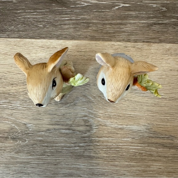 2 Homco Bunny Rabbits Porcelain Figurines 3.2" Tall Easter Spring Carrots #1410 - Picture 5 of 6